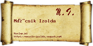 Mácsik Izolda névjegykártya